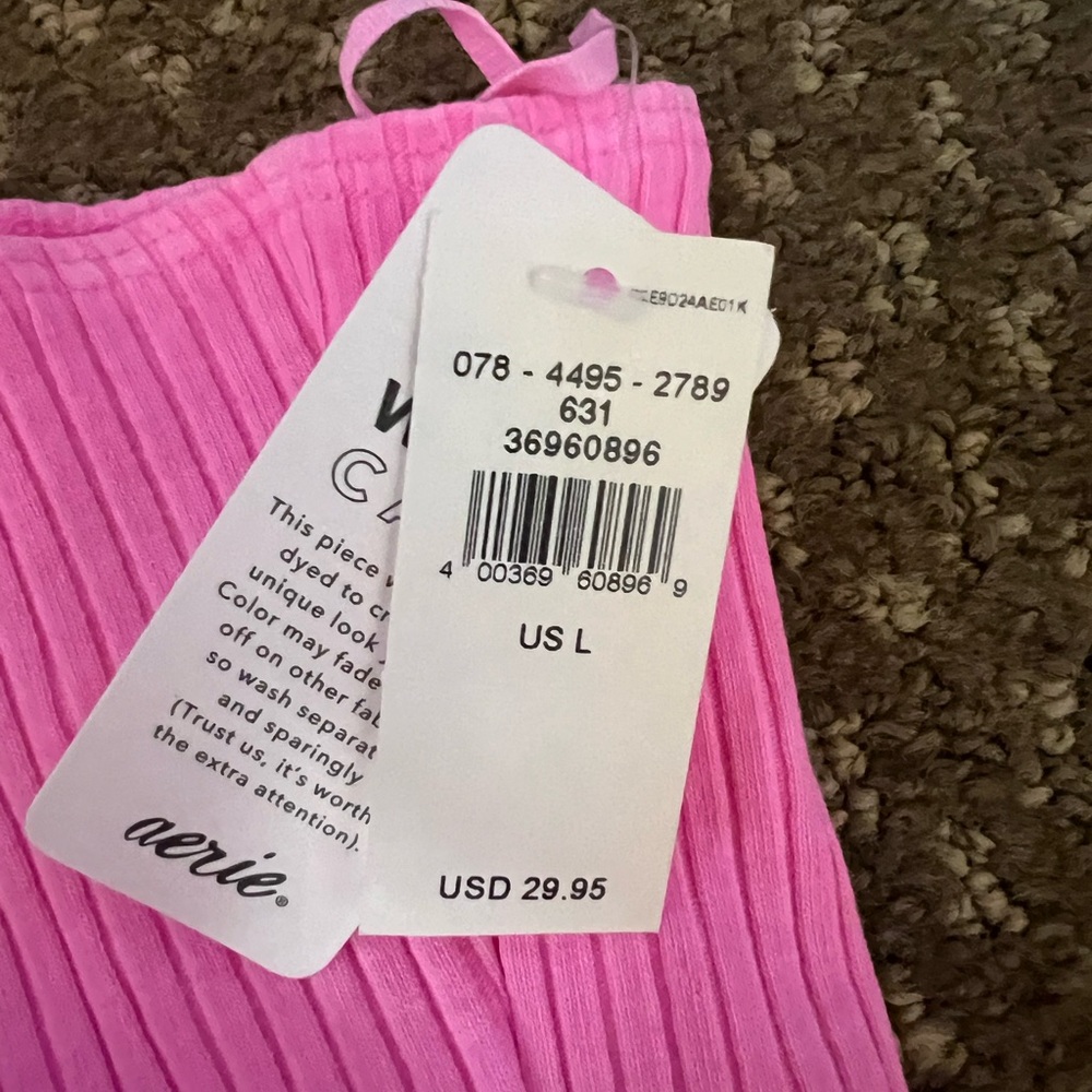 Pink Ribbed One-Shoulder Top - Picture 3 of 3